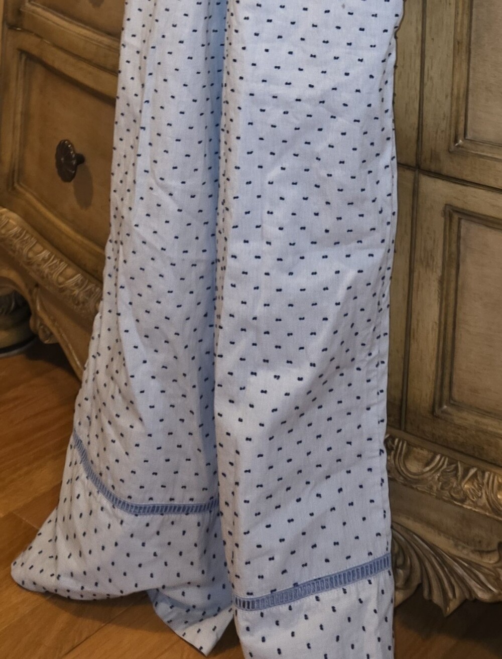 NEW Victoria's Secret Light Blue Polka Dot Cotton Lounge Jumpsuit Pajamas Medium - Picture 6 of 11